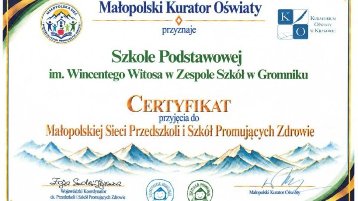 Nasza szkoła w Małopolskiej Sieci Przedszkoli i Szkół Promujących Zdrowie!